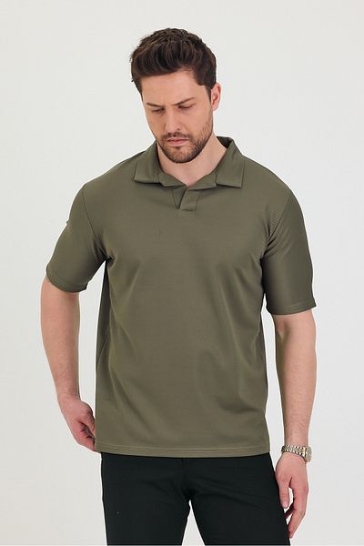 Tarz Cool Men's Polo Neck T-Shirt 100% Cotton Jacquard Pique Knit