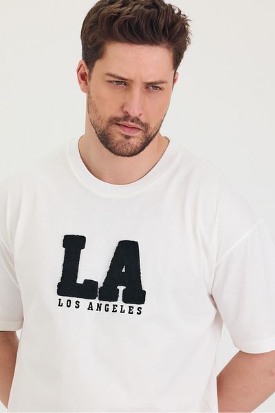 Tarz Cool Μπλουζάκι με λαιμόκοψη LA με στάμπα Oversize Casual Unisex T-shirt