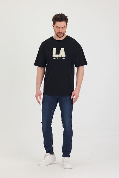 Tarz Cool Tricou unisex oversize cu imprimeu LA cu decolteu