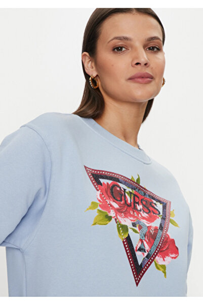 Guess Hanorac dama CN ROSES TRIANGLE SW albastru