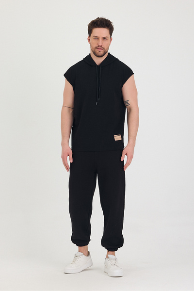 Tarz Cool Kapüşonlu Sıfır Kol Oversize Salaş Unisex T-Shirt