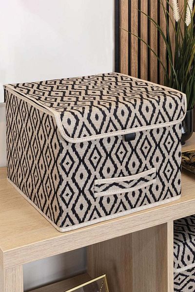 Hesaplı Kasa Bohe Box with Lid Mini, Multi-Purpose Storage Box, 30 X 30 X 23 Cm, 21 Liters