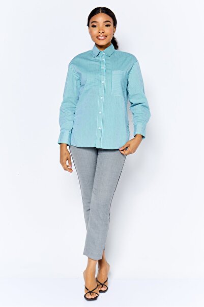 Bebe Women Regular Fit Stripe Long Sleeves Casual Shirt, Multicolor