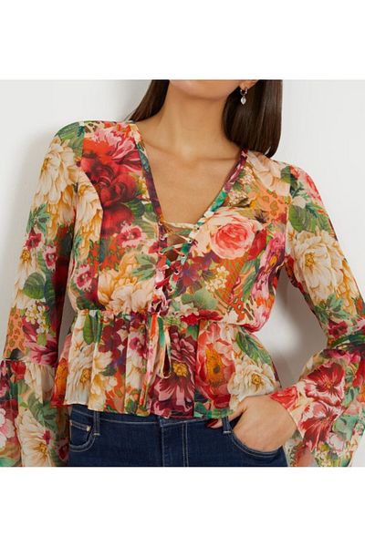 Guess LS DEMI TOP women's shirt multicolor