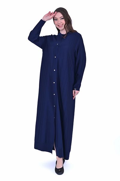 Invee İnvee 6988 Ribbed Navy Blue Knitwear Cardigan