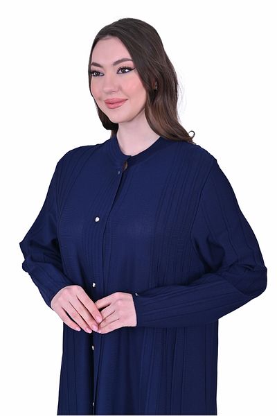 Invee İnvee 6988 Ribbed Navy Blue Knitwear Cardigan