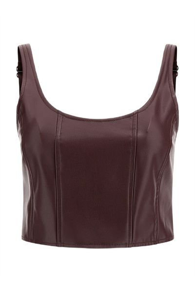Guess GUESS SL SABELLLA PU TOP women's t-shirt brown