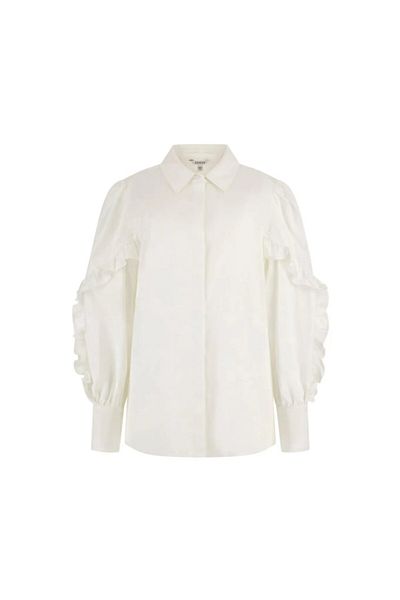 Guess Cămașă de damă LS SOPHIA RUFFLE SLV albă