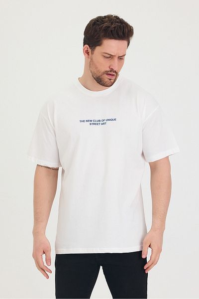 Tarz Cool Μπλουζάκι με λαιμόκοψη Oversize μπροστά και πίσω με στάμπα casual unisex