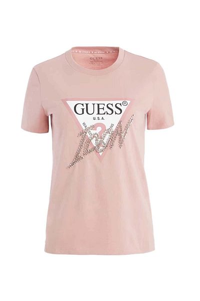 Guess SS CN ICON TEE women's t-shirt pink