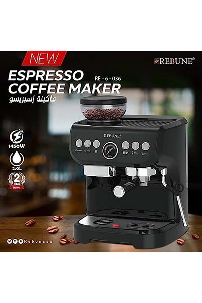 rebune Espresso Coffee Maker REBUNE 1450W, Model RE-6-036, Metal