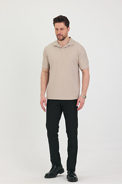 Tarz Cool Ανδρικό μπλουζάκι με λαιμόκοψη 100% βαμβακερό ζακάρ πικέ πλεκτό