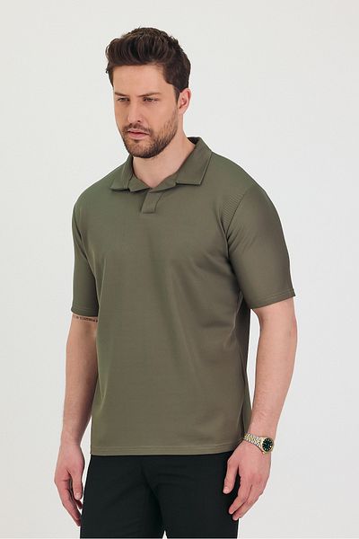 Tarz Cool Men's Polo Neck T-Shirt 100% Cotton Jacquard Pique Knit