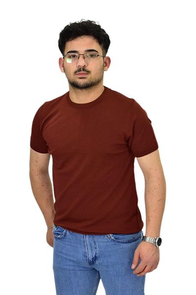 Raymons Ανδρικό πλεκτό μπλουζάκι με λαιμόκοψη P6035 BGL-ST04505