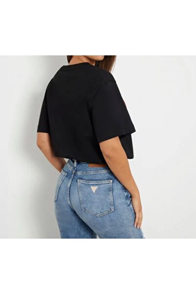 Guess GUESS SS CN SHINY TRIANGLE women's t-shirt, black