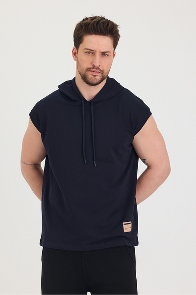 Tarz Cool Kapüşonlu Sıfır Kol Oversize Salaş Unisex T-Shirt