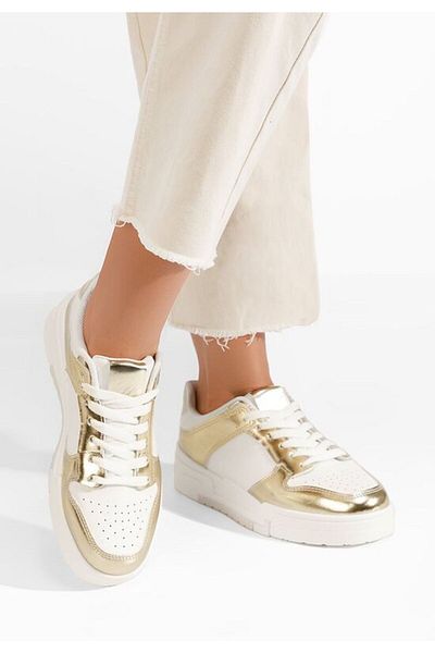 B T Shoes Saira women's gold sneakers