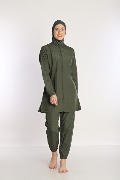 EM&FA TEKSTİL Bağcık Detaylı Tesettür Mayo Fermuarlı