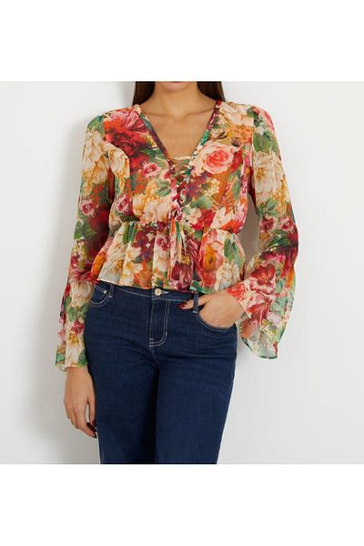 Guess LS DEMI TOP women's shirt multicolor