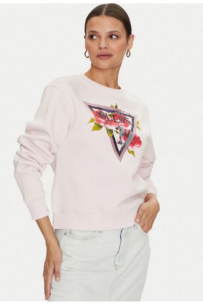 Guess CN ROSES TRIANGLE SW women's sweatshirt pink