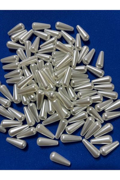 BEİLYS COSMETİCS & ACCESSORY 7 X18 mm Pearlescent White Drop Model Pearl Bead, Pearl Jewelry Accessory Bead (100 Pcs) B:27