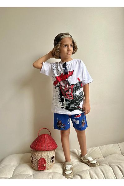 patriko tekstil Boy Loved Popular Character Printed Bottom Top Shorts Tee Set