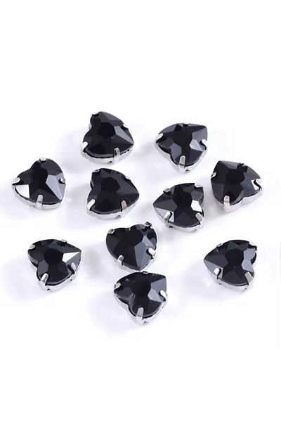 yiğit aksesuar 8 mm Case Strut Black Glass Heart Stone 20 Pieces