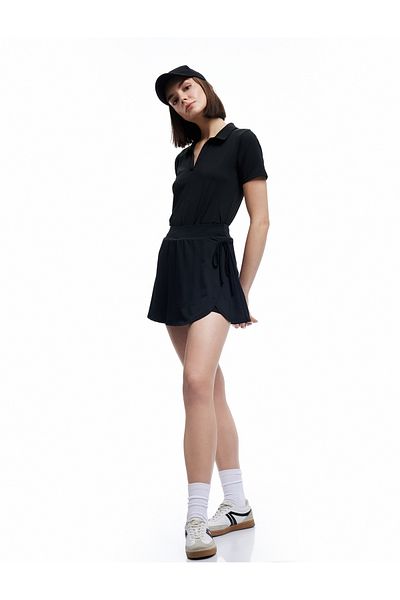 Koton High Waist Mini Sports Shorts Skirt with Binding Detail