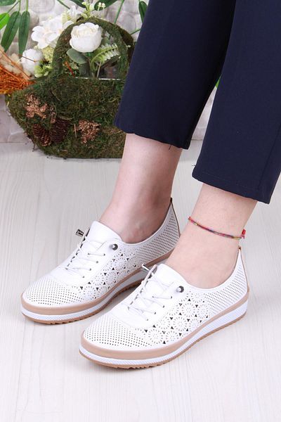 fort 701-3 Anatomical Comfortable Laser Printed Perforated Rubber Laced Women's Shoes