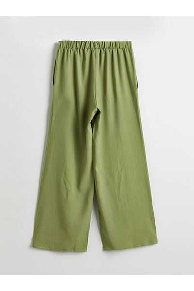LC Waikiki Lcwaikiki classic green elastic waist wide leg women's pants