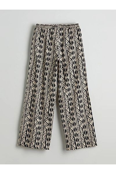 LC Waikiki Lcw vision black elastic waist patterned muslin women's pants