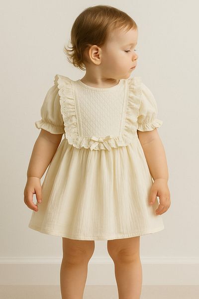 minuma Baby Girl Lace Scalloped Sile Dress 9-24 Months