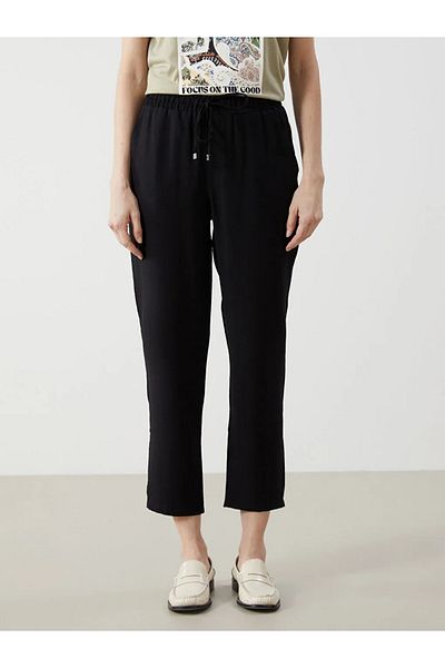 LC Waikiki Lcwaikiki Classic Black Elastic Waist Loose Fit Women's Trousers