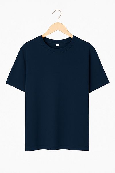 Ftmsmalls Binder Navy Blue Crew Neck Oversize T-Shirt