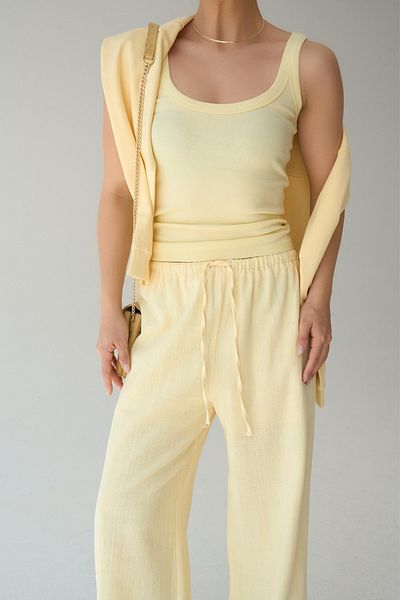 LOOSH Women's Yellow Strappy U-Neck Ribbed Tank Top