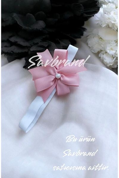 SavBrand Powder Pearl Bow Baby Bandana |   Baby Bandana, Children's Crown