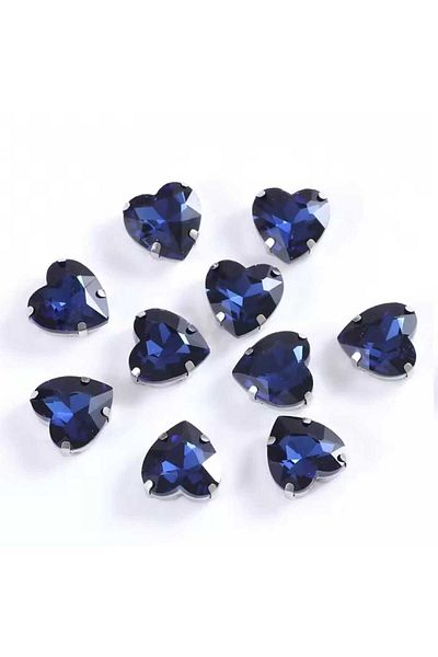 yiğit aksesuar 8 mm Case Strut Dark Blue Glass Heart Stone 20 Pieces