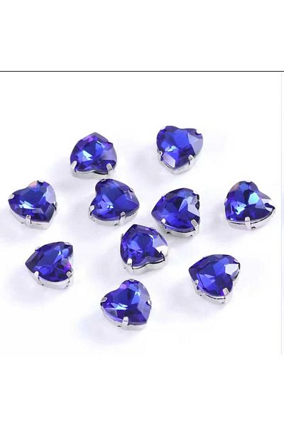 yiğit aksesuar 8 mm Case Strut Dark Blue Glass Heart Stone 20 Pieces