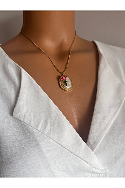 Aka Pano çiçek kolye(pembe)