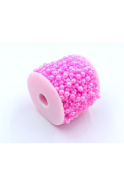 yiğit aksesuar 2 Meters Pink Ribbon Ribbon Pearl Bundle Wedding Dress Outfit Party Ornament