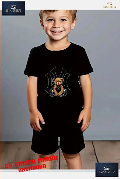 SS SİNSER Tricou cu gât rotund cu imprimeu personalizat pentru copii AYICIK A...