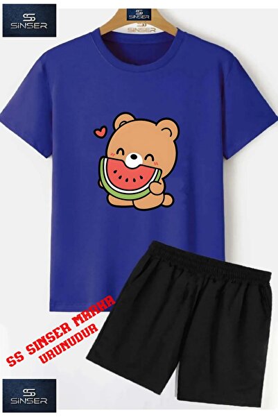 SS SİNSER Παιδικό μπλουζάκι με λαιμόκοψη ποδηλάτου με σχέδιο αρκουδάκι και κα...