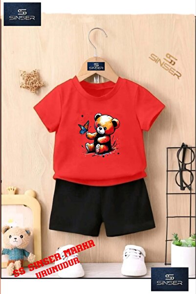 SS SİNSER Детски комплект с тениска с качулка и къси панталони с мотив на меч...