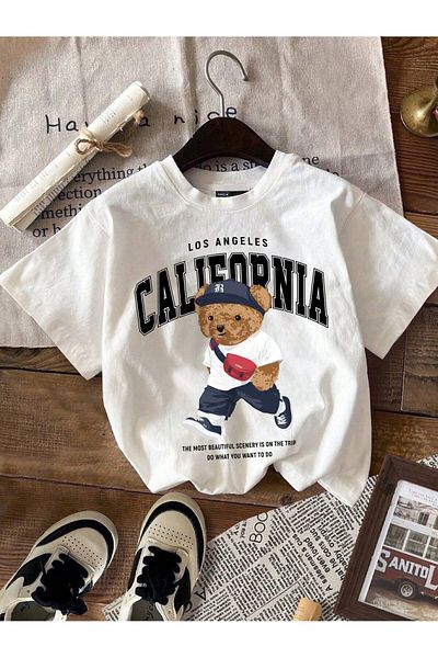 macklin Tricou pentru copii, 100% bumbac, cu imprimeu supradimensionat, cu decolteu rotund
