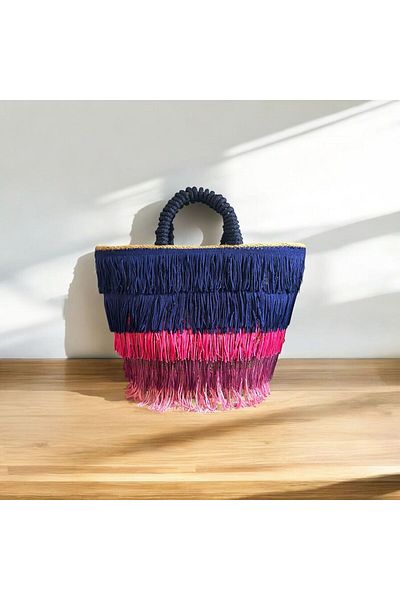 AYŞE SERHOŞOĞLU HOME DESİGN Straw Bag, Beach Bag, Designer Bag, Colorful Tassel Handbag