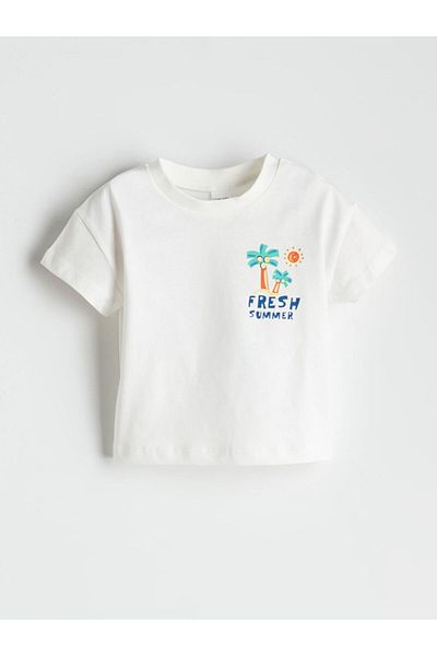 LC Waikiki Lcw Baby Ecru Embroidered Baby Boy T-Shirt and Pants 2 Pack t t