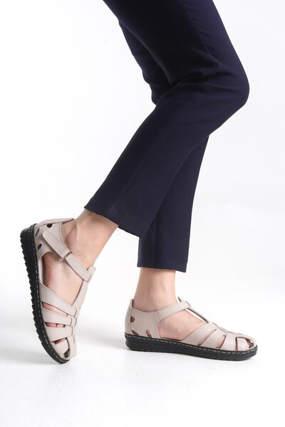 Tamdabu Ayakkabı Γυναικεία σανδάλια από γνήσιο δέρμα μπεζ ορθοπεδική σόλα Tmd...