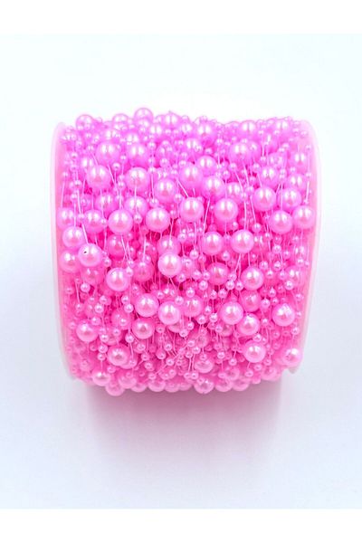 yiğit aksesuar 2 Meters Pink Ribbon Ribbon Pearl Bundle Wedding Dress Outfit Party Ornament