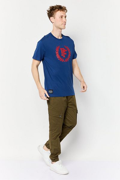 PAUL FRANK Men Crew Neck Short Sleeves Graphic Print T-shirt, Navy Blue
