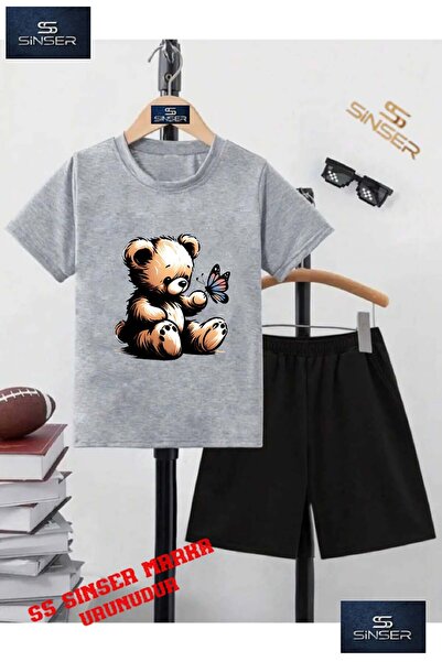 SS SİNSER Παιδικό μπλουζάκι με λαιμόκοψη ποδηλάτου με στάμπα MDL2 - Σετ σορτς